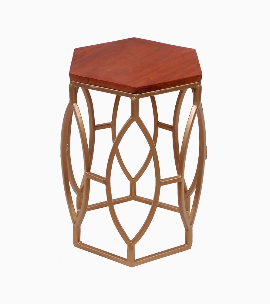 Century Modern Hexagonal Metallic Coffee Table - Image 2