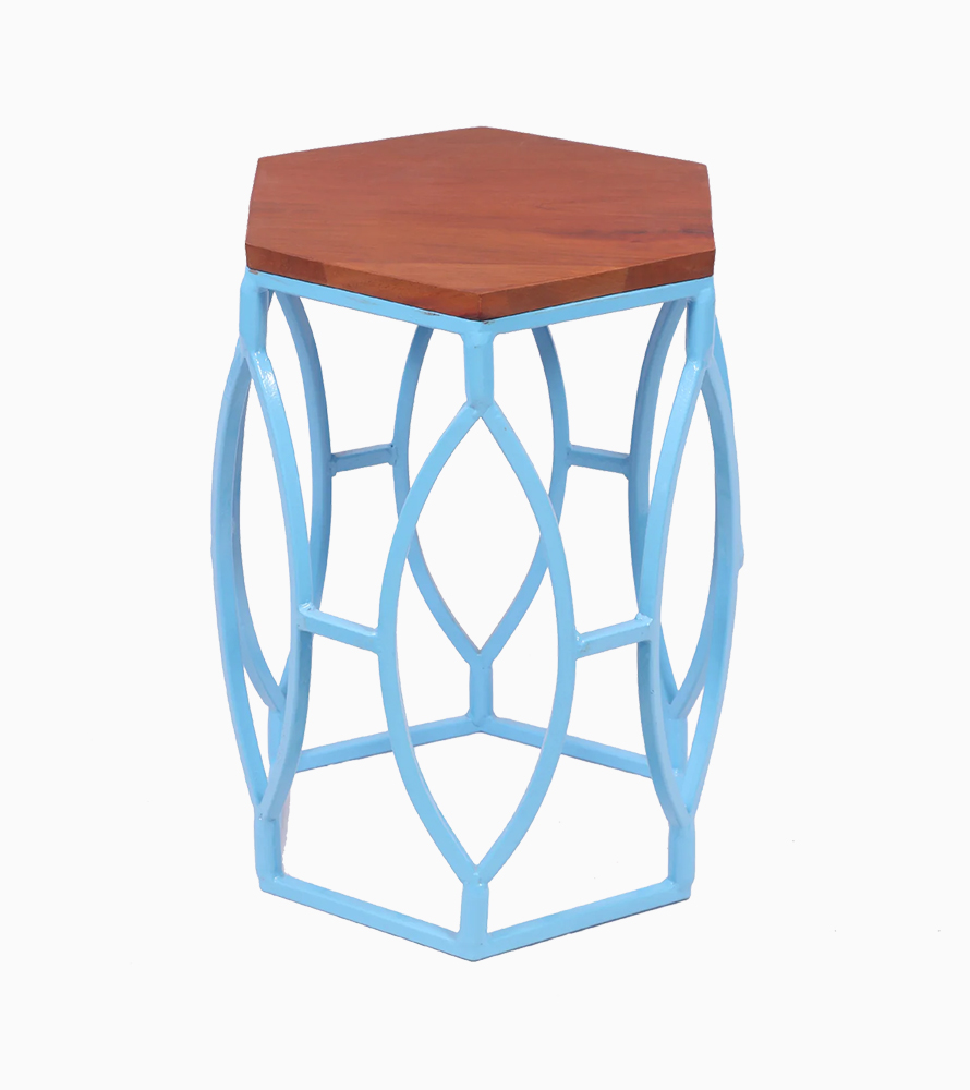 Century Modern Hexagonal Metallic Coffee Table - Image 3