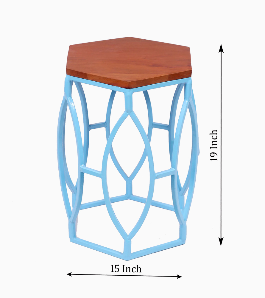 Century Modern Hexagonal Metallic Coffee Table - Image 4