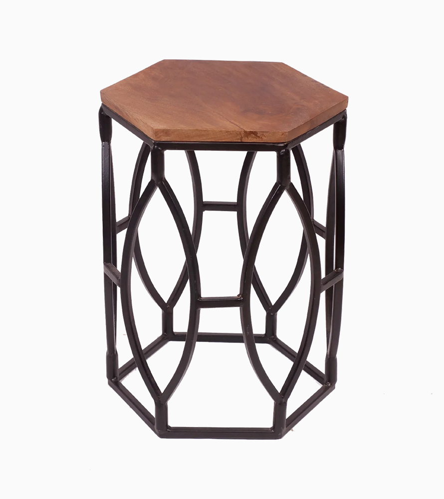Century Modern Hexagonal Metallic Coffee Table - Image 5