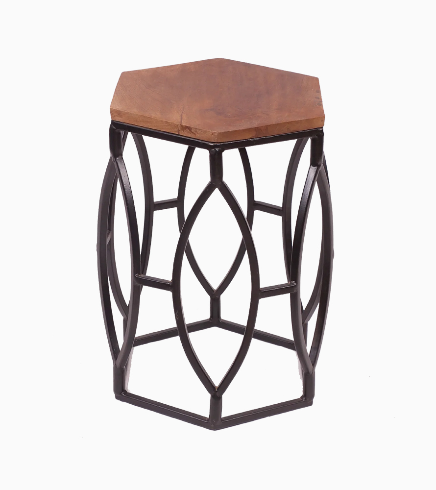 Century Modern Hexagonal Metallic Coffee Table - Image 6