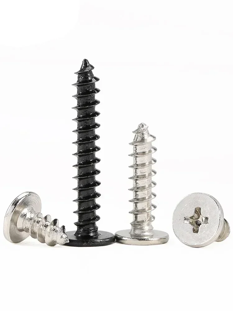 M1.2 M1.4 M1.7 M2 M2.3 M2.6 M3 M3.5 M4 Phillips Ultra Thin Flat Head Self-tapping Wood Screws Black/Nickel Plated