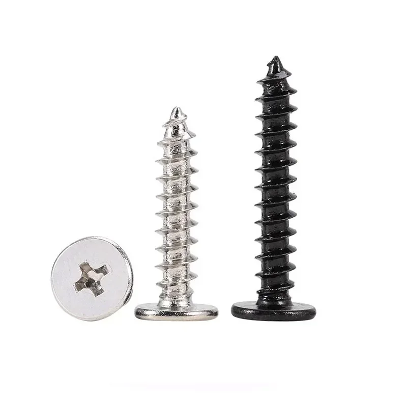 M1.2 M1.4 M1.7 M2 M2.3 M2.6 M3 M3.5 M4 Phillips Ultra Thin Flat Head Self-tapping Wood Screws Black/Nickel Plated - Image 2