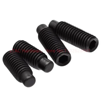M2 M2.5 M3 M4 M5 M6 M8 M10 M12 M14 M16 DIN915 Black Carbon Steel Hex Hexagon Socket Set Screw with Dog Point Grub Convex Bolt